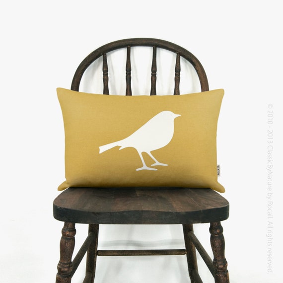 Personalized pillow case Bird applique pillow by ClassicByNature