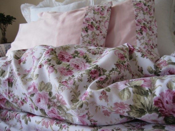 items similar to shabby chic bedding green pink roses items similar to shabby chic bedding green pink roses