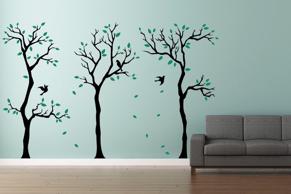 Forest wall decal. Wall Decor Removable matte vinyl wall