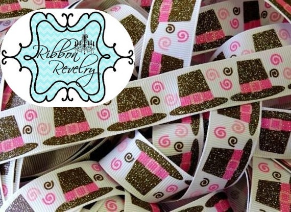 Fabulous Thanksgiving glitter pink pilgrim hats on 7/8" grosgrain ribbon Il_570xn