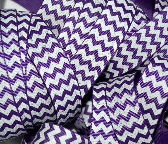 purple and white chevron striped 7/8" grosgrain ribbon- glitter or no glitter Il_570xn