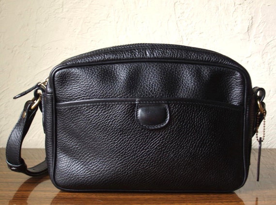 Vintage Coach Italy Black Pebble Leather by Deliciousbling on Etsy