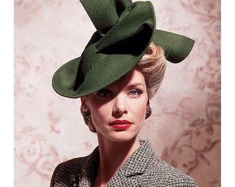 1930s+Hats+Women 1930s 1940s Hat Pattern Vogue 7464 Uncut Vintage Wide Brimmed Rosettes ...