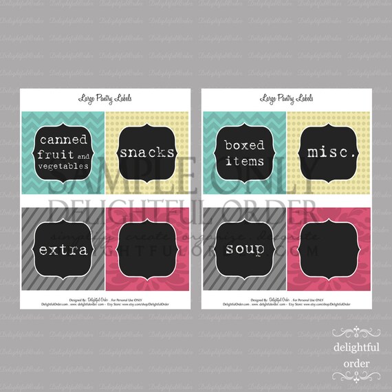 Large Pantry Labels 2 Printable PDF Files 8 Total