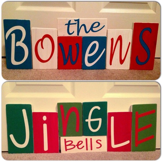 Items similar to Family Name & Jingle Bells Wooden Blocks (Reversible