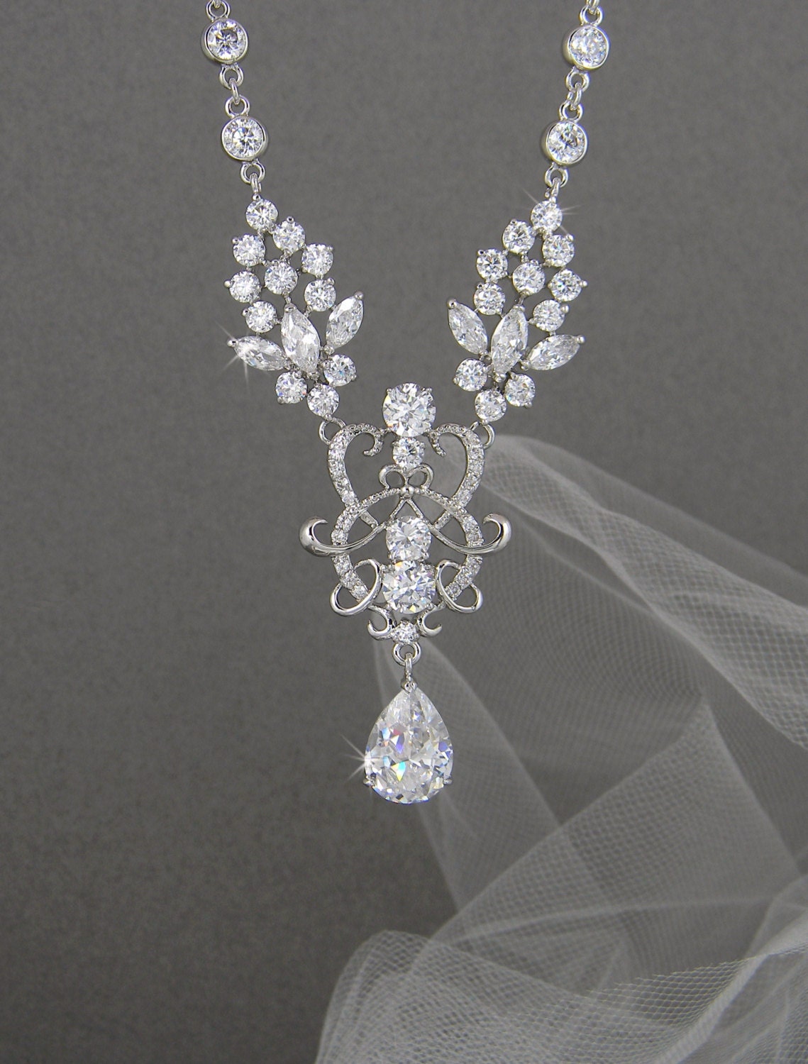 Crystal Bridal Necklace Wedding Necklace Rhinestone