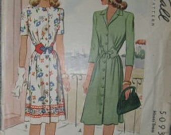 1943 McCall 5093 Size 12 Dress Sewing Pattern