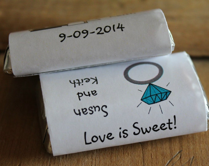 Something Blue Engagement Ring Bridal Shower Wedding Candy Bar Wrappers Rehearsal Dinner Favors Candy Wrappers