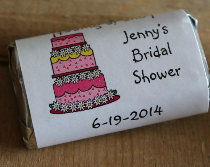 Wedding Cake Bridal Shower Wedding Candy Bar Wrappers Rehearsal Dinner Favors Candy Wrappers