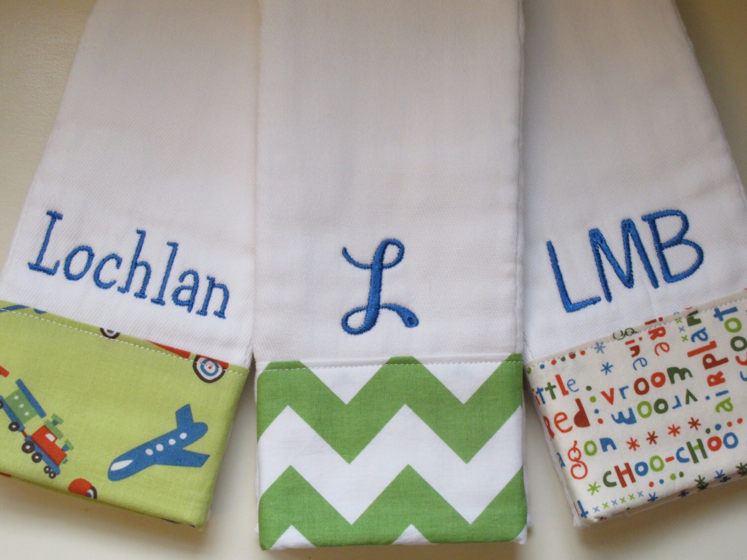 Personalized Monogrammed Baby Boy Burp Cloths