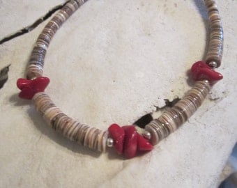 Navajo Jewelry/Red Coral/Native American Jewelry/Southwestern Jewelry/Necklace On Sale