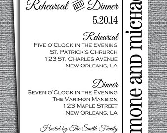 Rehearsal Dinner Invitation Printable or Printed with FREE SHIPPING - Customized to Your Event - Modern Chic