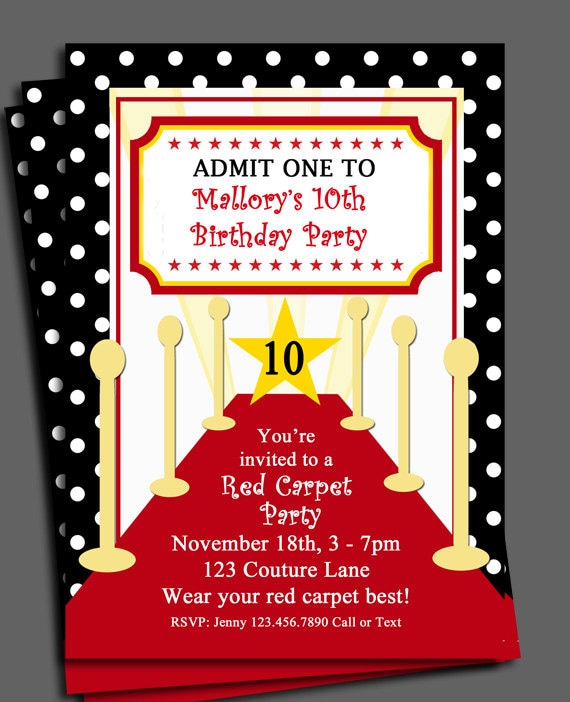 Red Carpet Birthday Party Invitations 4