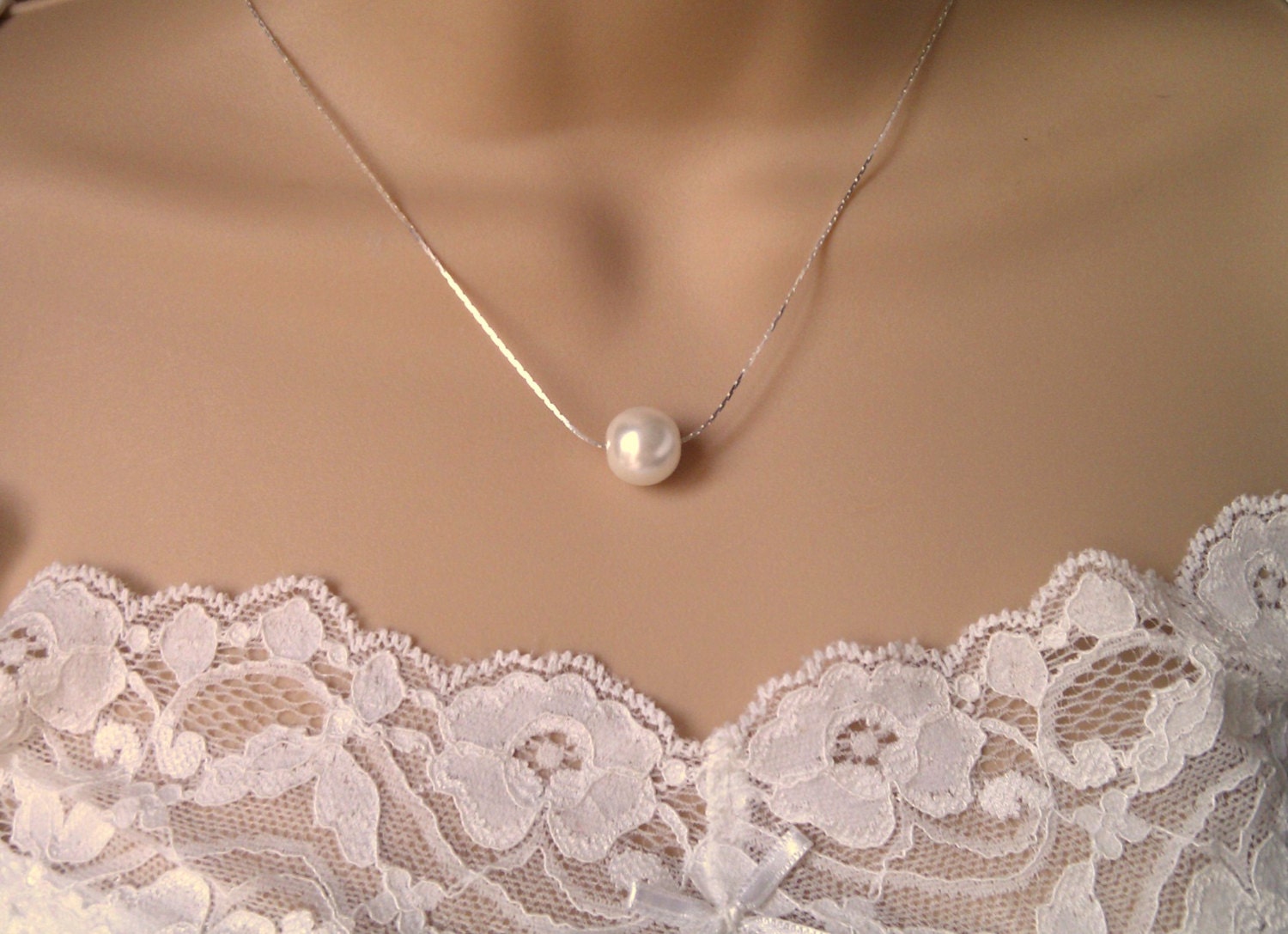 Necklace Gifts by necklace Single Pearl gifts  Bridesmaid bridesmaid JewelrytobeCherished pearl