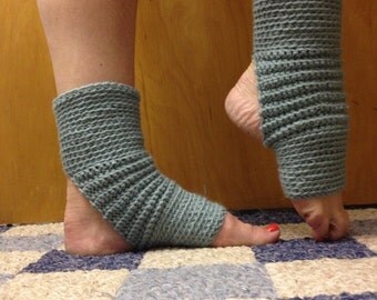 Yoga Socks in Acrylic Wool Blend in Seaspray Aqua Heather -- for Yoga, Dance, Pilates, Pedicures