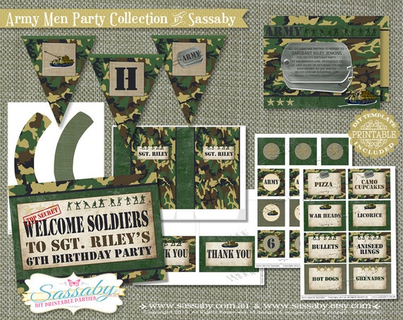 Army Men Party Collection - DIY PRINTABLE FILES - Boys Birthday Party Il_570xn