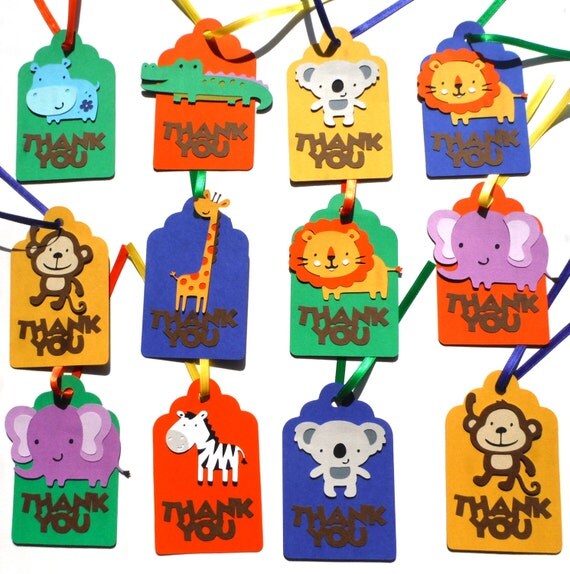 Items similar to Thank you Favor or Loot Bag Tags Personalized Cute