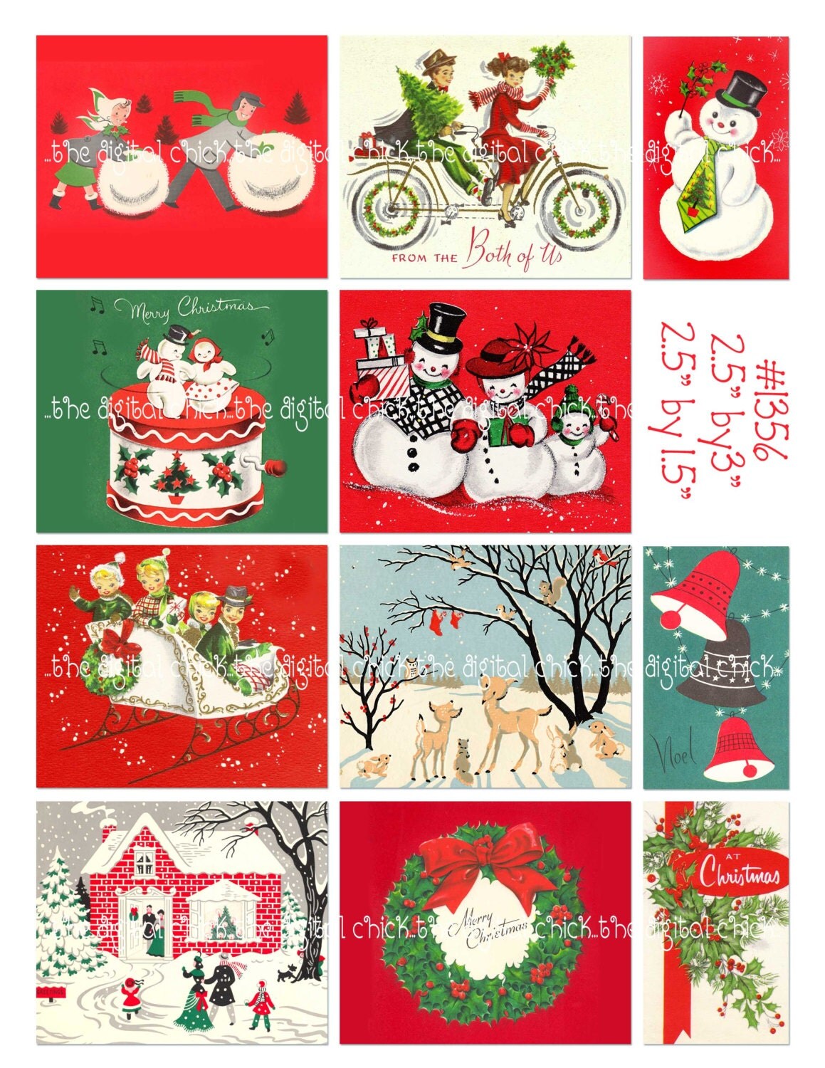 Digital Clipart instant download Vintage Christmas