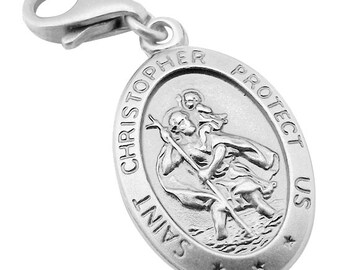 St Christopher Sterling Silver Charm (can be personalised/engraved)