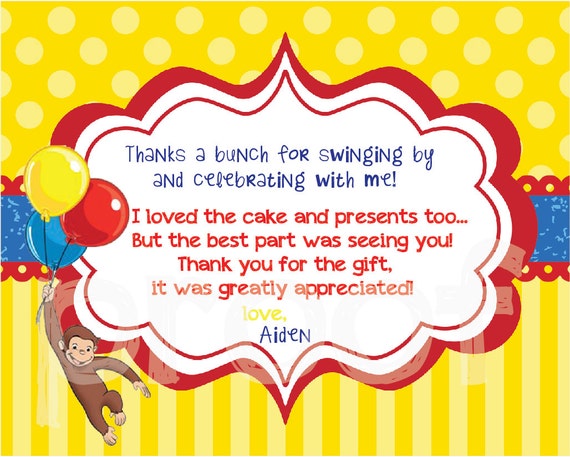 Curious George Thank You Note with Envelopes set of 12 by mlf465