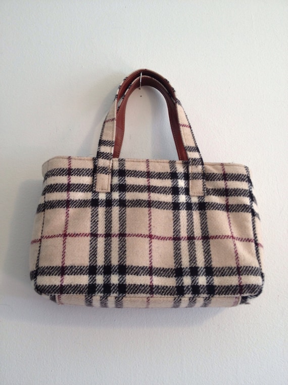 Authentic Vintage Burberry Nova Wool Purse Handbag Plaid by Tehana