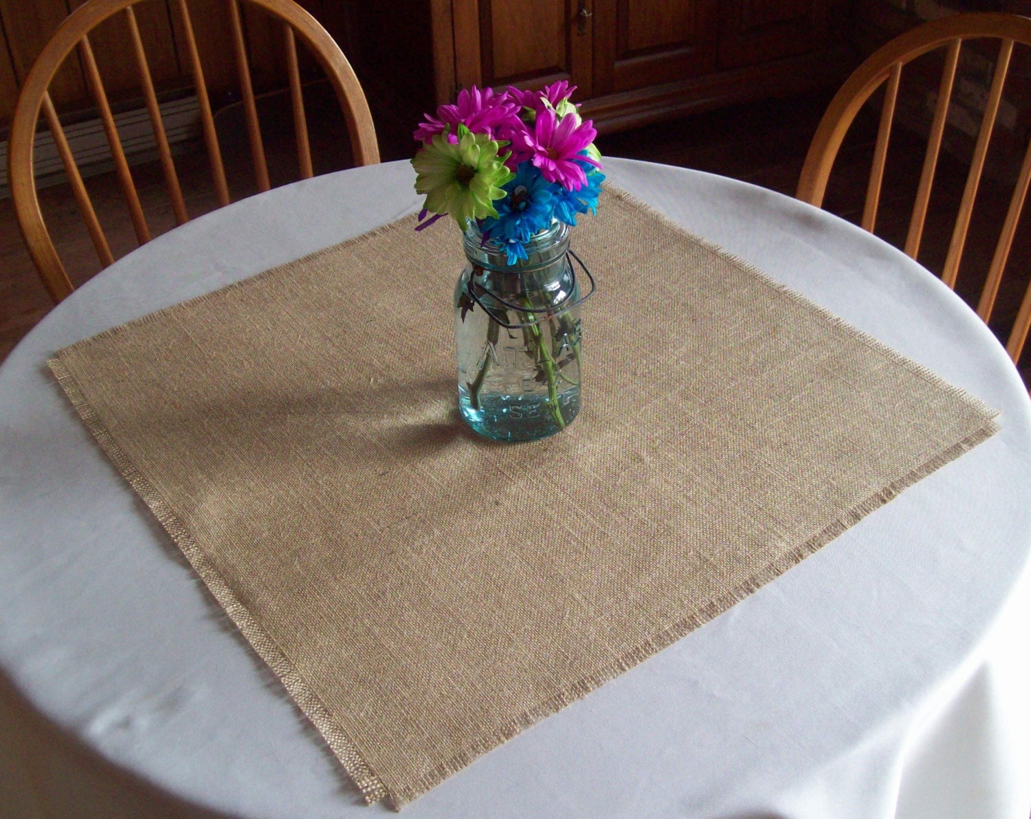 Set of 12 Rustic Burlap Table Squares by