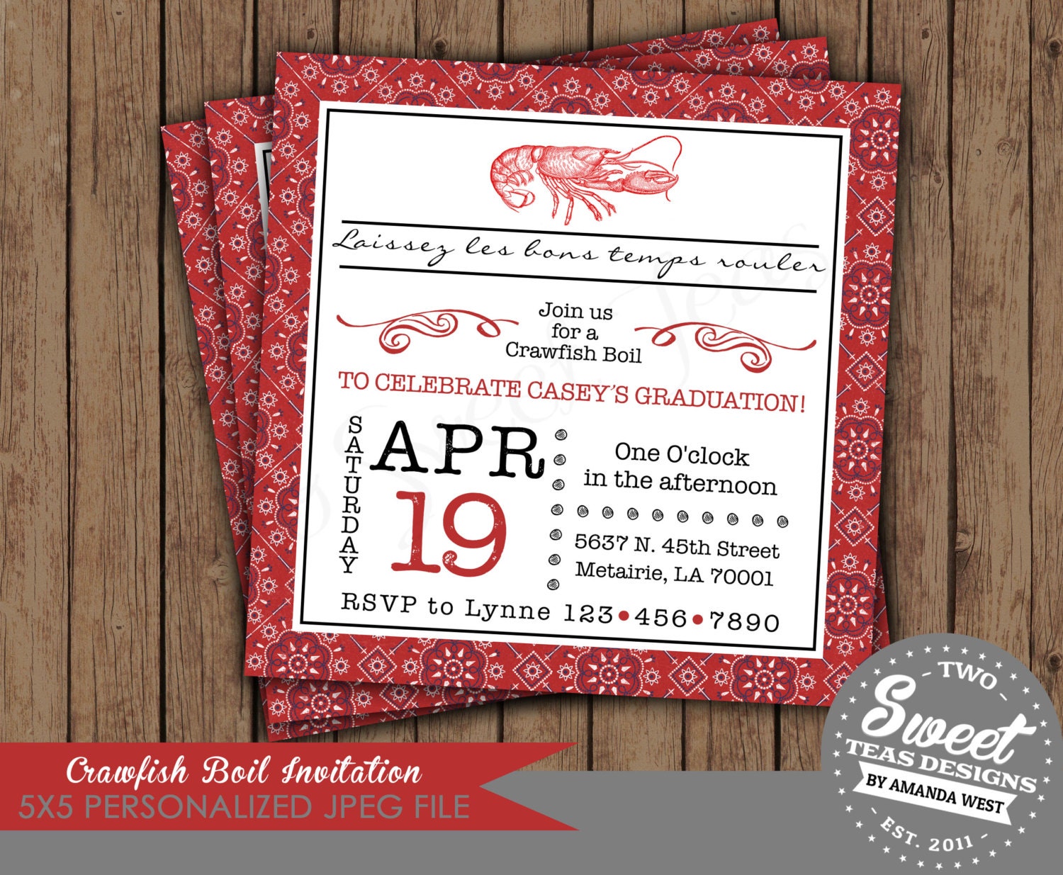 Crawfish Boli Invitations 7