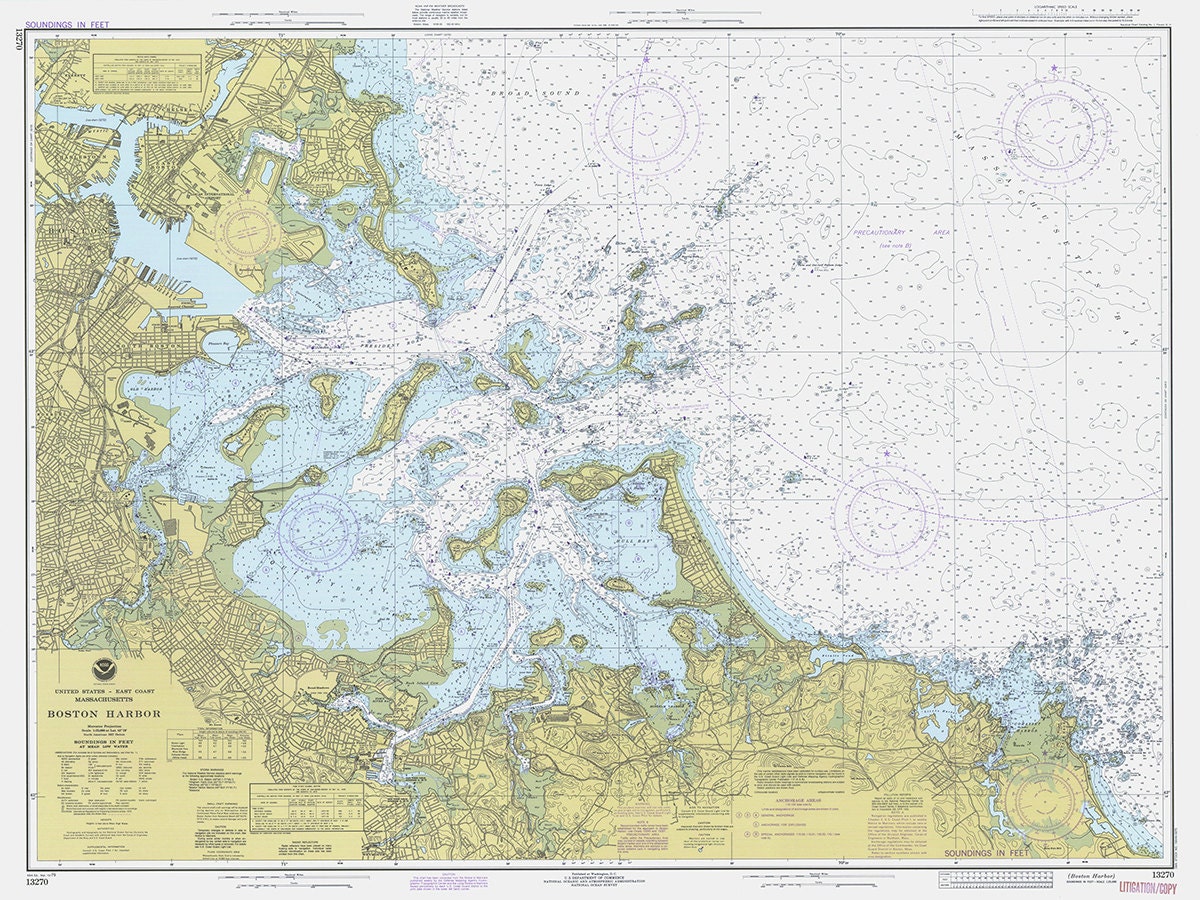 1979 Nautical Chart of Boston Harbor