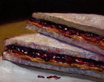 Peanut Butter and Jelly Sandwich Oil Painting
