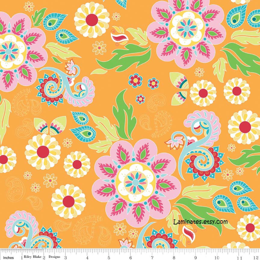 LAMINATED cotton fabric by the yard similar to oilcloth