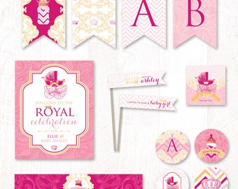 857 New baby shower party essentials 998 Royal Baby Shower   Tiny Princess   CUSTOM PRINTABLE Party Essentials   
