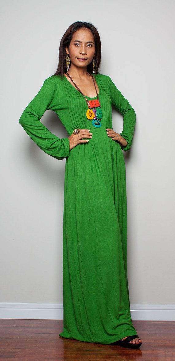 Green Maxi Dress Long Sleeve : Autumn Thrills Collection No.2