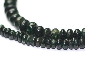 Emerald Smooth Rondelles 15 Green Dark Forest Green Precious Gemstone