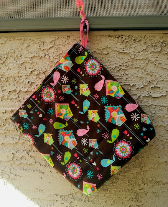 Knitting Sock Project Bag, Small Drawstring Bag-Birdy Choco