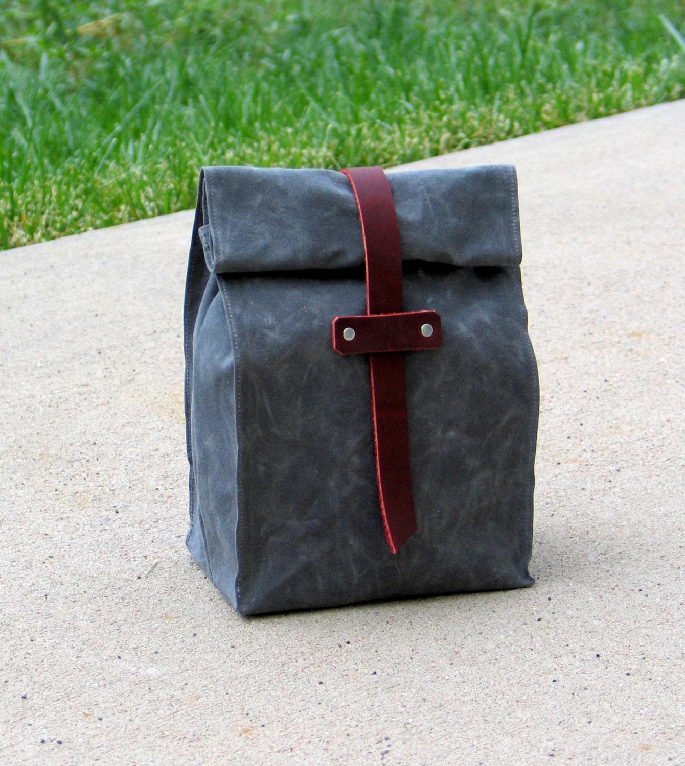 Waxed Canvas and Leather Lunch Tote Waxed Canvas Lunch Bag