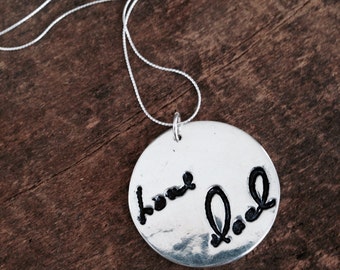 Actual Handwriting Jewelry, Handwriting Necklace, Custom Made Necklace Gift for Her, Engraved Memorial Jewelry, Children's Artwork Jewelry