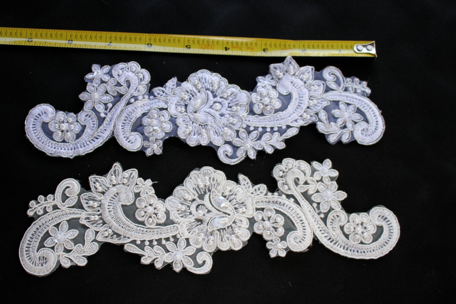 Lace Appliques Bridal Lace Accents 9 inch. Gold Ivory.