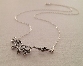 Branch Necklace in Sterling Silver -Silver Branch Necklace -Silver Nature Necklace