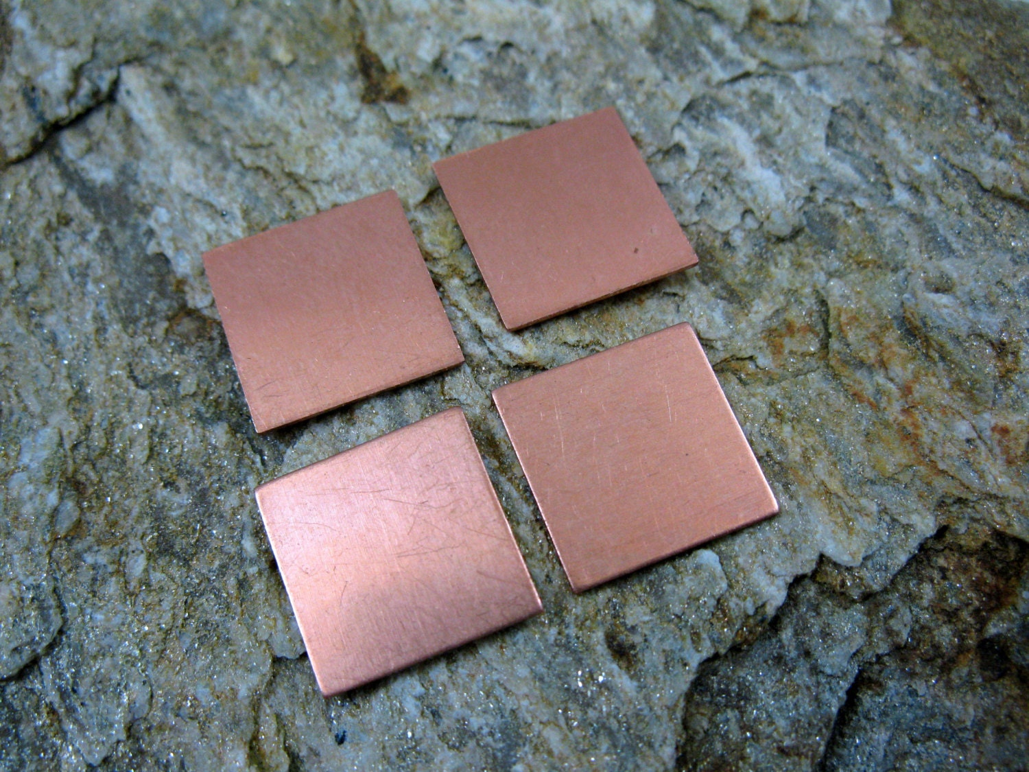 Square Copper Stamping Blanks 1/2 Inch OD Set of 4 Ready to