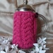 Hand knitted raspberry cafetiere cover coffee pot cozy