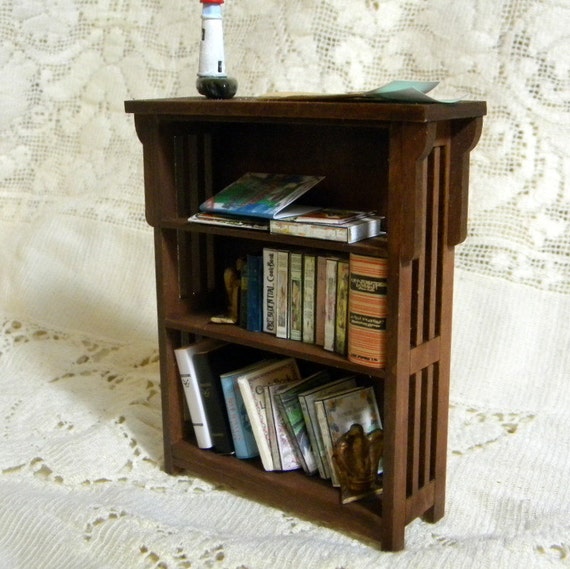 Mission style bookcase kit dollhouse miniature easy to build