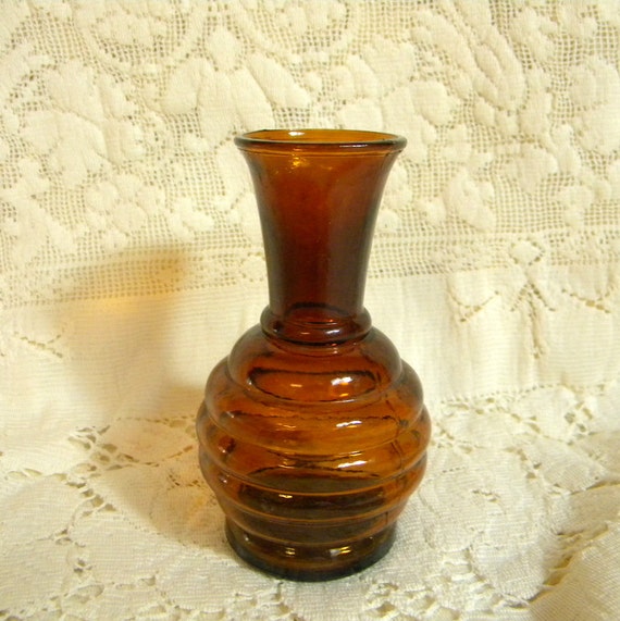 Midcentury brown glass vase rare color by TreasuresFromTexas