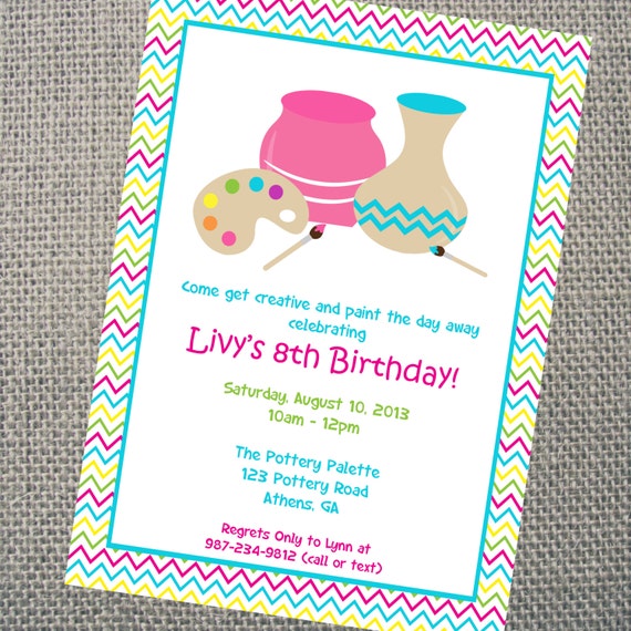 Pottery Party Invitations 1