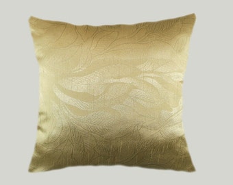 Decorative Pillow case, Home Decor Designer Gold color fabric with patterns Throw pillow case, fits 18" x 18" insert, Cushion case