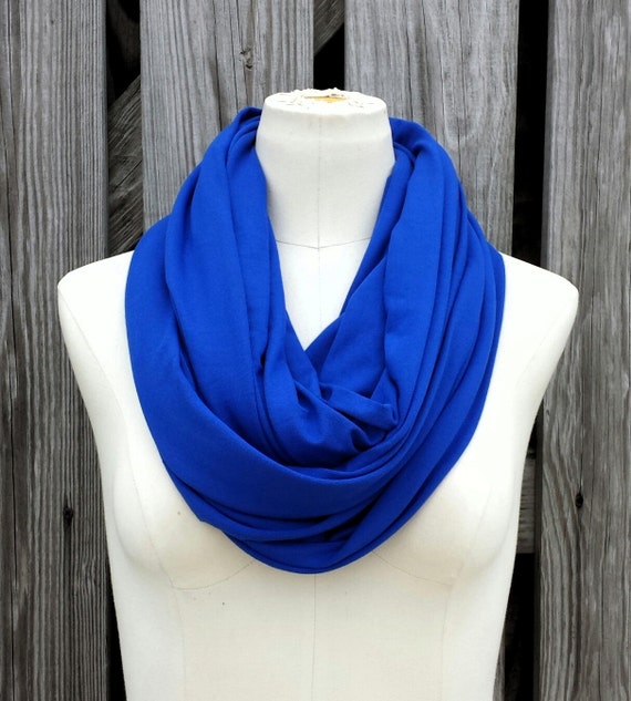 Royal Blue Infinity Scarf Silky Modal Jersey Knit by TomieHarlene