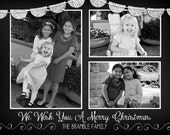 Christmas Card - Chalkboard Bunting Photo Christmas Card - Silver Glitter Holiday Card Printable Il_170x135