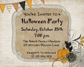 Shabby Vintage Halloween Party Invitation Printable Custom Il_170x135