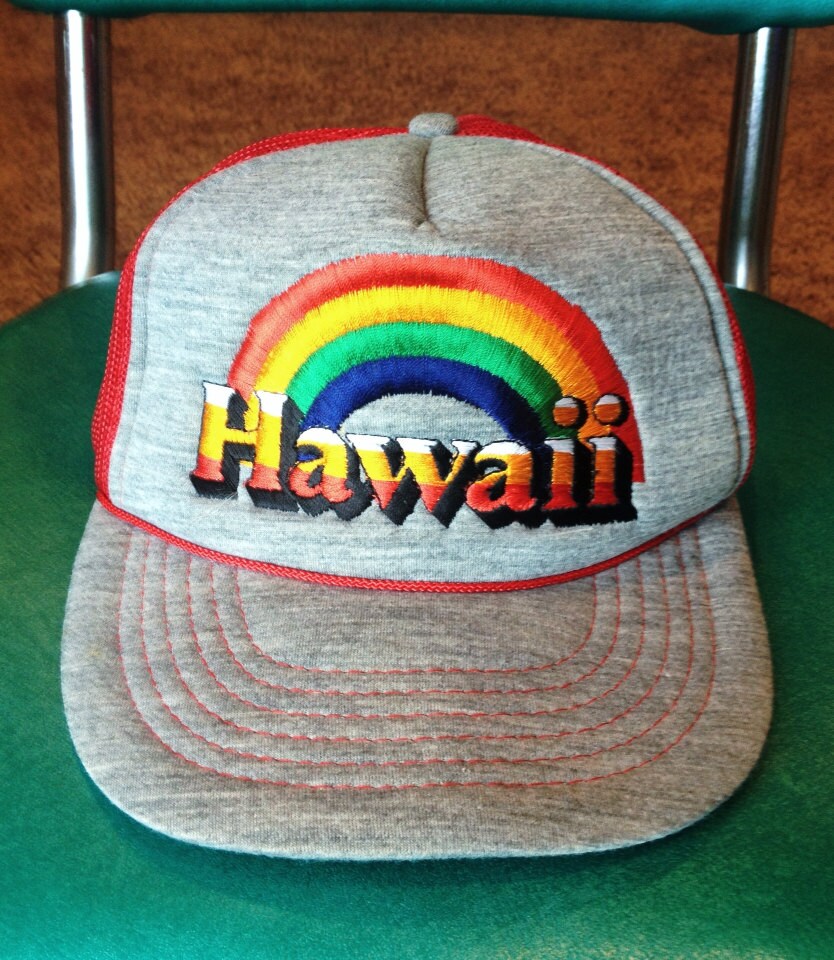 Mesh Hat Hawaii Rainbow Adjustable
