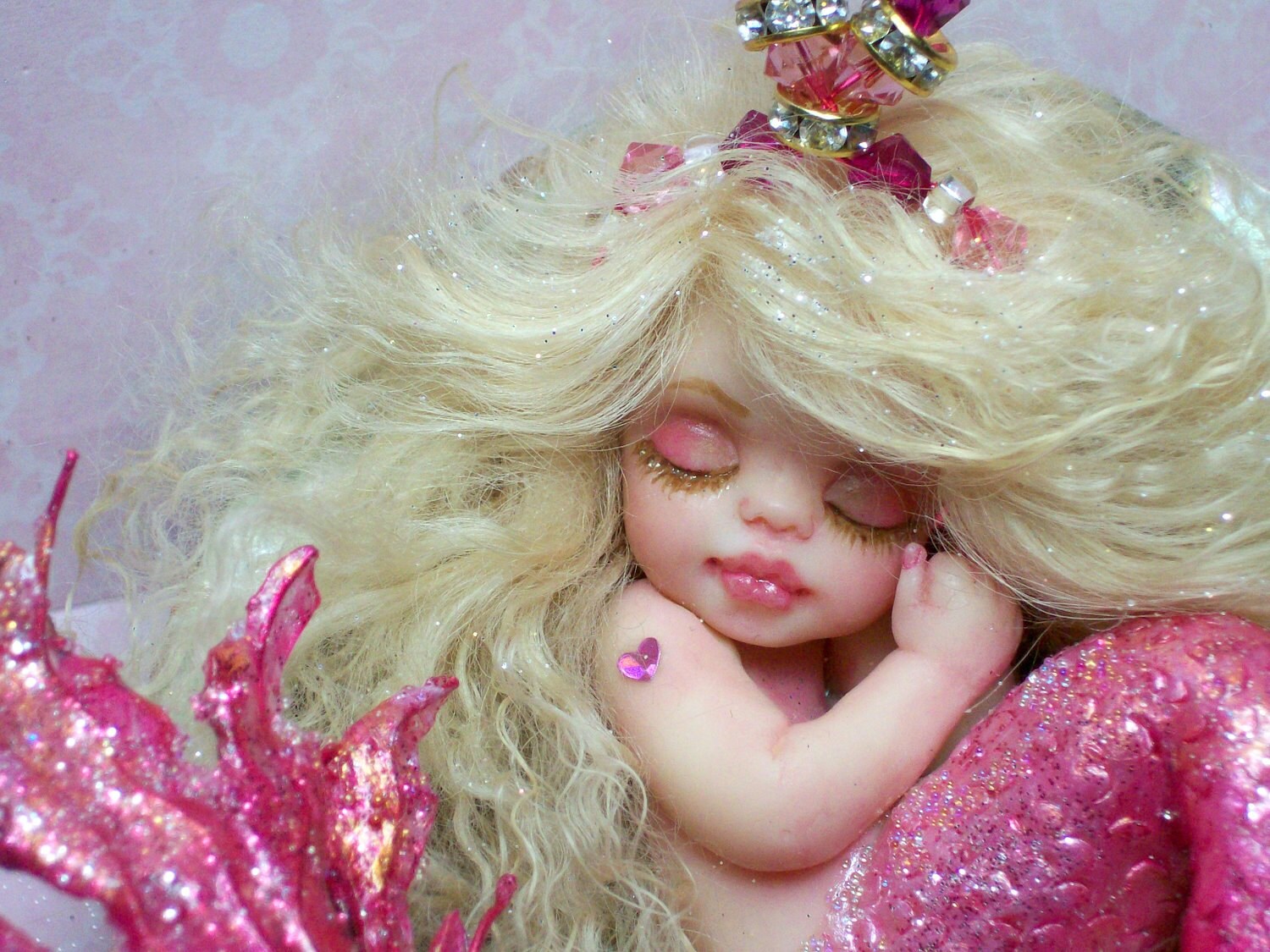 OOAK art doll fantasy mermaid baby polymer clay sculpture