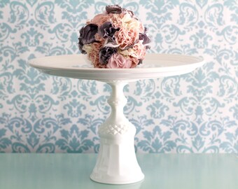 15" Wedding Cake Stand / Wedding Centerpiece / Tall Cake Pedestal / Cupcake Stand / Hollywood Regency Art Deco Wedding Decor